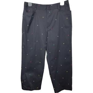 Rafaella Black Embroidered‎ Colorful Polka Dot Stretch Capri Womens 10 NWT